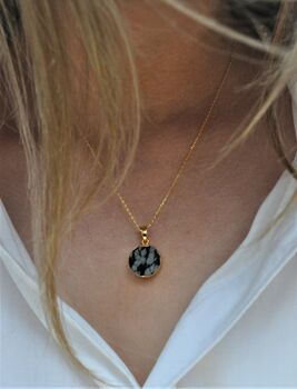 Snowflake Obsidian Necklace Gold Plated, 3 of 3