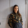 Black Batik Silk Blend Luxury Festival Wrap Top, thumbnail 4 of 5