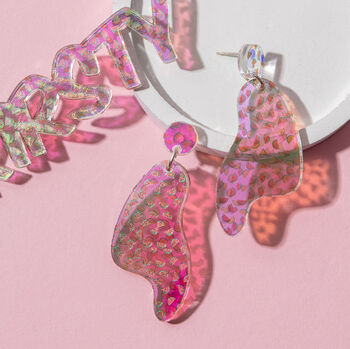 Sterling Silver Iridescent Watermelon Drop Earrings, 4 of 6