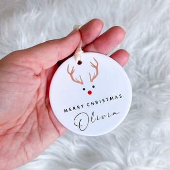 Personalised Merry Christmas Ceramic Ornament For Her Him, 4 of 7