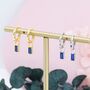 Sapphire Blue Baguette Cz Huggie Hoop Earrings, thumbnail 1 of 9