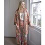 'Rei' Pink, Orange And Cream Floral Tile Print Viscose Palazzo Trousers, thumbnail 2 of 3