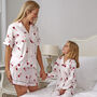 Personalised Women's Pink Satin Heart Valentine Pyjamas, thumbnail 3 of 4