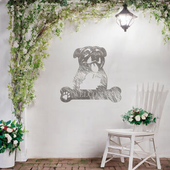 Custom Staffordshire Bull Terrier Welcome Metal Wall Art Sign For Dog Lovers Home Decor, 4 of 11