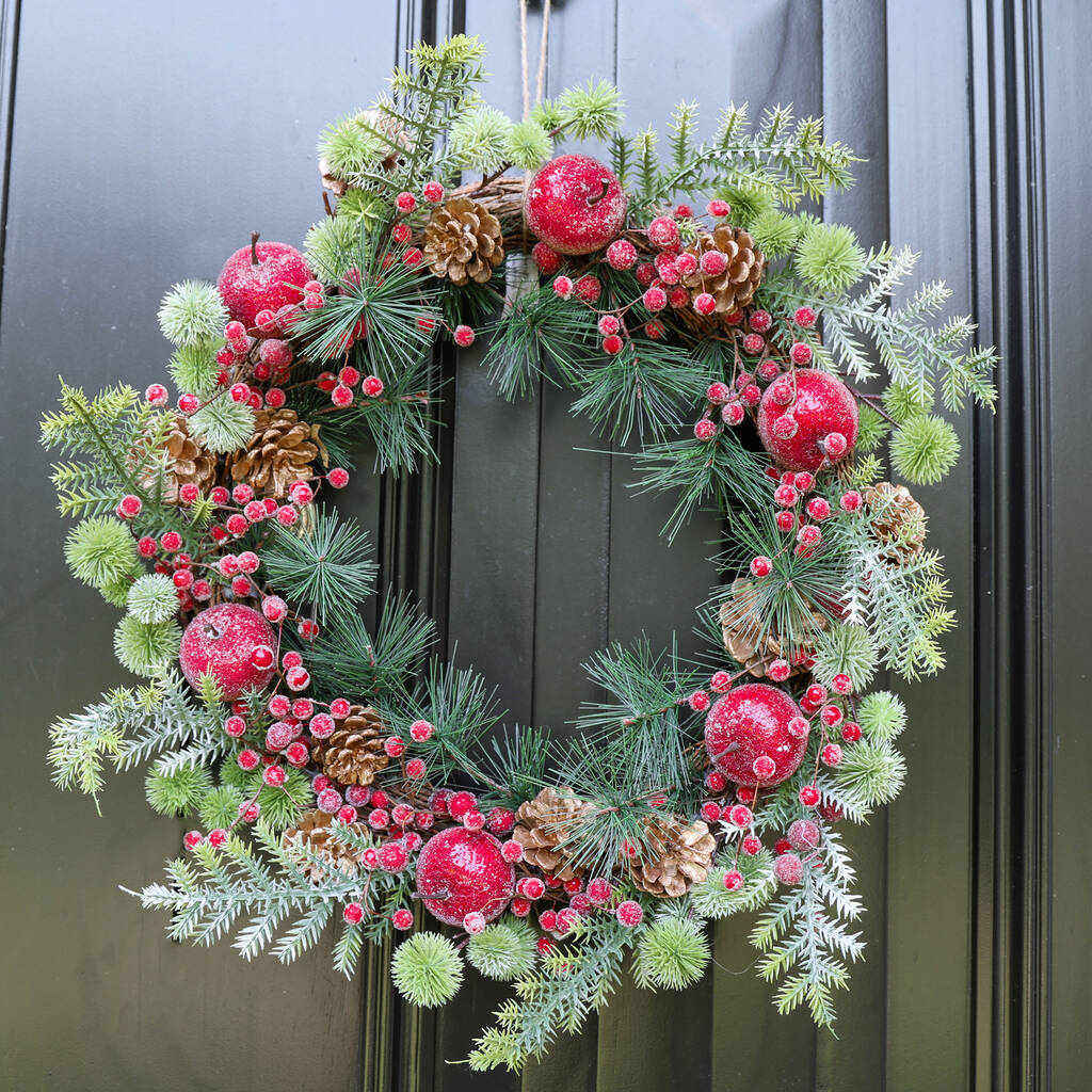 Traditional Christmas Berry Door Wreath, 1 of 6