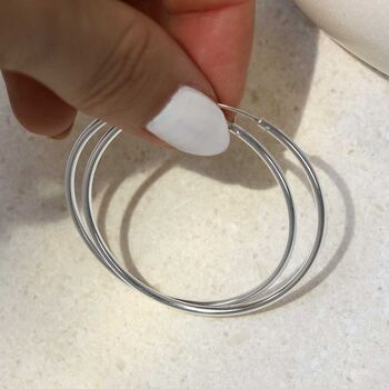 Sterling Silver 40mm Hoop Earrings, 4 of 9