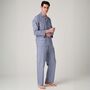 Men's 'Navy Spark' Stripe Crisp Cotton Pyjama Set, thumbnail 2 of 4