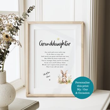 Personalised Granddaughter Poem Print For Any Occasion, 6 of 6