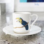 Toucan Print Illustrated Espresso Cup And Saucer, thumbnail 1 of 5
