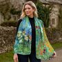 Water Lilies By Monet And Klimt Flower Garden Reversible Silk Blend Scarf, thumbnail 1 of 11