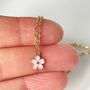 Pink Daisy Necklace Gold Plated Flower Pendant, thumbnail 2 of 3