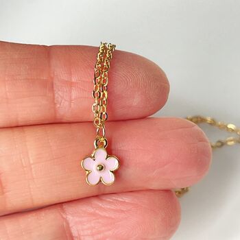 Pink Daisy Necklace Gold Plated Flower Pendant, 2 of 3