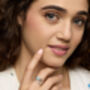 Statement Silver Ring With Larimar And Pearl, thumbnail 2 of 8