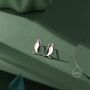 Sterling Silver Enamel Puffin Bird Stud Earrings, thumbnail 2 of 12