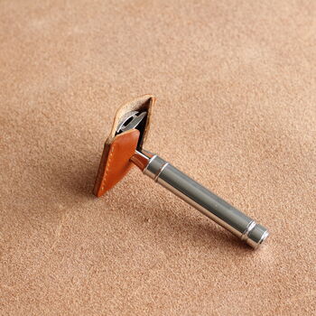 Personalised, Handstitched Leather Razor Cover, 2 of 7