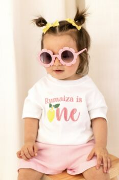 First Birthday Embroidered Lemon Personalised T Shirt, 4 of 6