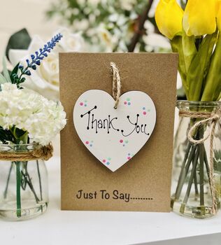 Personalised Just To Say Thank You Wooden Heart Card, 2 of 2