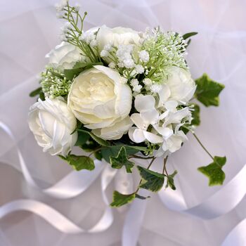The Georgina White Rose And Peony Bridal Bouquet, 9 of 12