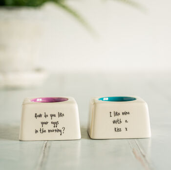 'How Do You Like Your Eggs…?' Pair Of Egg Cups, 2 of 3