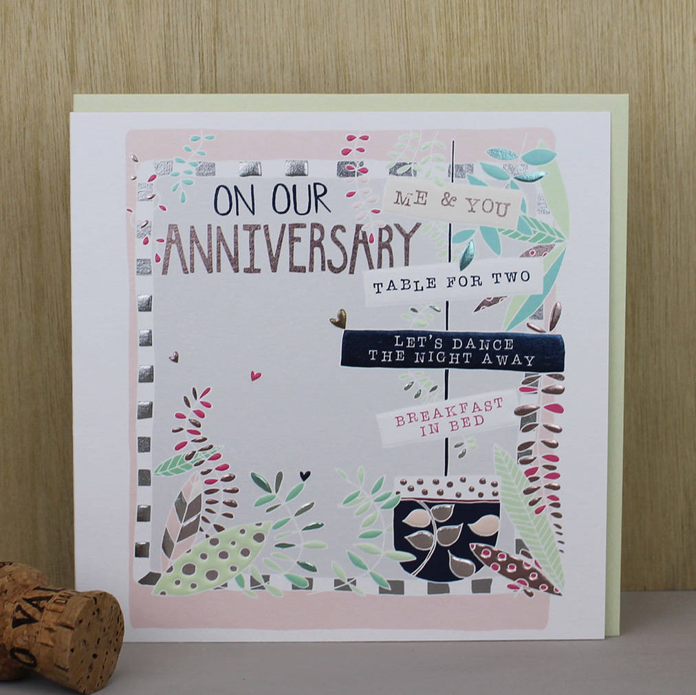 On Our Anniversary Greetings Card By Molly Mae | notonthehighstreet.com