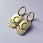 Crescent Moon Sunburst Hoop Earrings Gold Plated, thumbnail 2 of 5