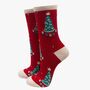 Women's Bamboo Socks Red Christmas Tree, thumbnail 2 of 3