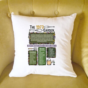 Birthday Gift For Gardeners Personalised Birth Year Cushion, 3 of 6
