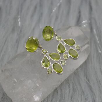 Peridot Earrings: Silver, Floral Dangle Drop, 2 of 8