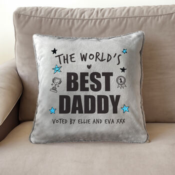 Personalised The World's Best Dad Faux Fur Cuddle Cushion Daddy, Dad, Pops, Papa, 3 of 5