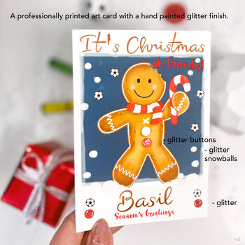 Personalised Gingerbread Man Football 1st Christmas Card, 4 of 6