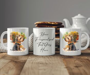 Personalised Yorkshire Terrier Autumn Dog Walk Keepsake Gift Mug, 2 of 2