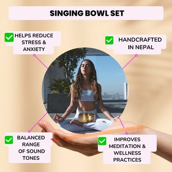 Singing Bowls Set Tibetan Bowls Meditation Gifts, 3 of 7