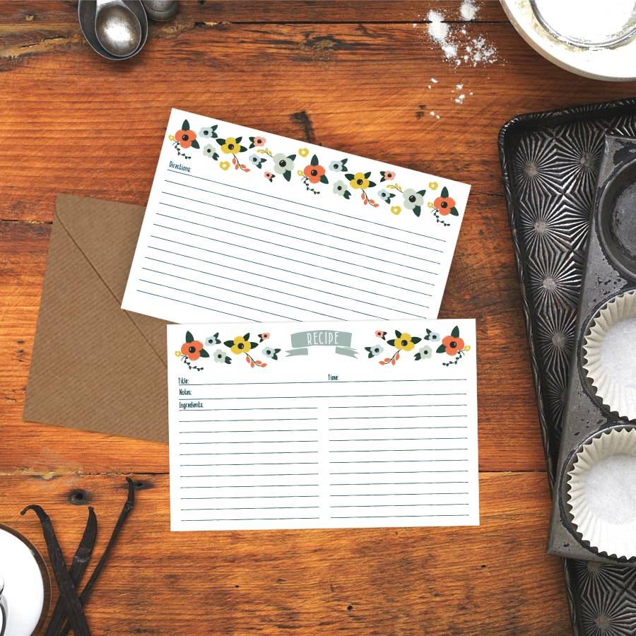 Set Of Five Recipe Note Cards By Ink & Ocean | notonthehighstreet.com