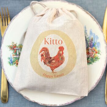 Personalised Chicken Or Rooster Easter Bag With Chocolate Mini Eggs, 4 of 5