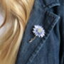 Aster Blue Flower Brooch, thumbnail 2 of 6