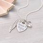 Personalised Silver Heart And Angel Wing Necklace, thumbnail 2 of 9