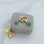 Gold Plated Sterling Silver Huggie And Turquoise Hoops, thumbnail 1 of 2