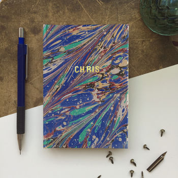 Personalised Hand Marbled Feather Journal, 2 of 6