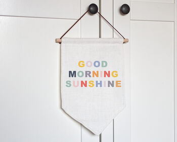 Good Morning Sunshine Linen Hanging Pennant Flag, 4 of 4