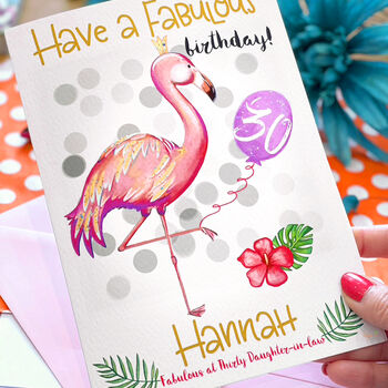 Personalised Flamingo 'Fabulous' 30th Birthday Card, 8 of 10