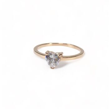 Cz Stone Heart Ring, Rose, Gold Vermeil On 925 Silver, 5 of 10