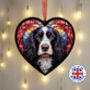 Cocker Spaniel Stained Glass Effect Heart Suncatcher, thumbnail 1 of 9