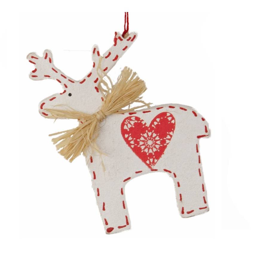 red and white reindeer  christmas  decoration  by the 
