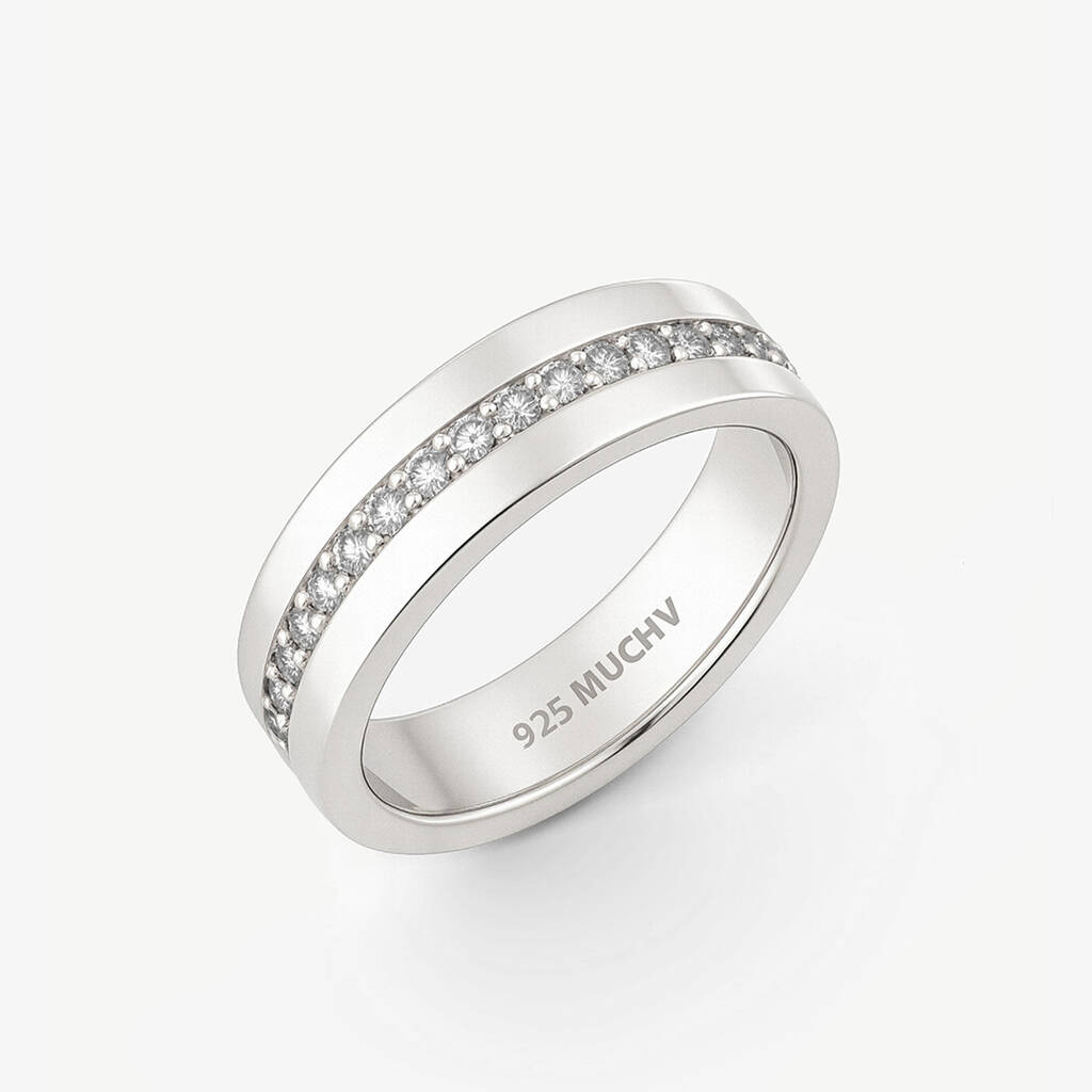 Thick Women's Cigar Ring Band With Stones, 1 of 5