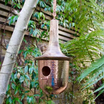 Copper Bird House With Wooden Roof Ltzaf016, 3 of 8