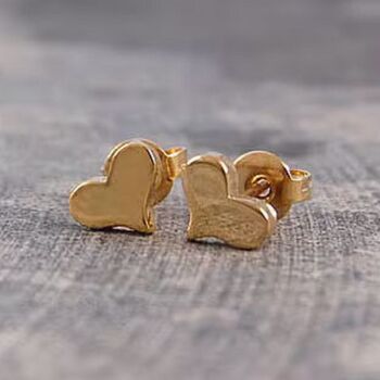 Dainty Heart Sterling Silver Stud Earrings, 2 of 6