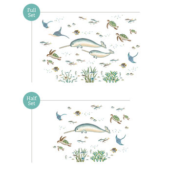 Narwhal, Sea Turtles And Fish Ocean Scene Wall Stickers, 4 of 7
