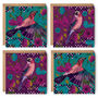 Pack Of Four Eurasian Jay Bird Floral Greeting Cards, thumbnail 2 of 9