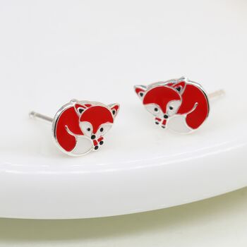 Girls Sterling Silver Red Panda Stud Earrings, 2 of 7