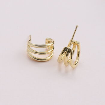 Sterling Silver Three Line Earrings Studs, 2 of 6